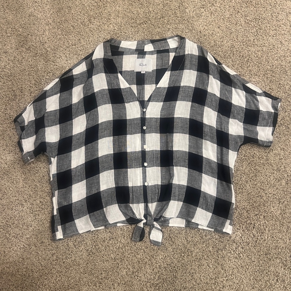 Rails Black and White Plaid Button Down Shirt